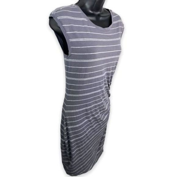 Athleta Gray Stripe Carefree Tee Dress Size Small - Picture 3 of 9